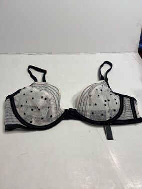 Victoria's Secret 32C Low Cut Demi Sheer Floral Lace Polka Dot Underwire Bra